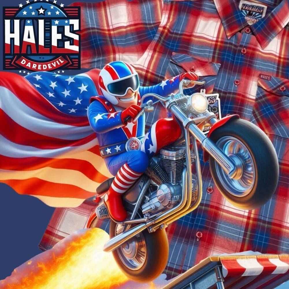 NEW HALES SPEEDSHOP  3XL PATRIOT “DAREDEVIL“ ~ SHORT SLEEVE FLANNEL - NOT DIXXON